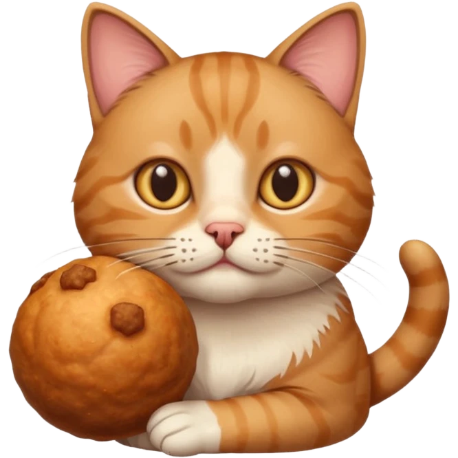 Katze mit einer großen Frikadelle emoji