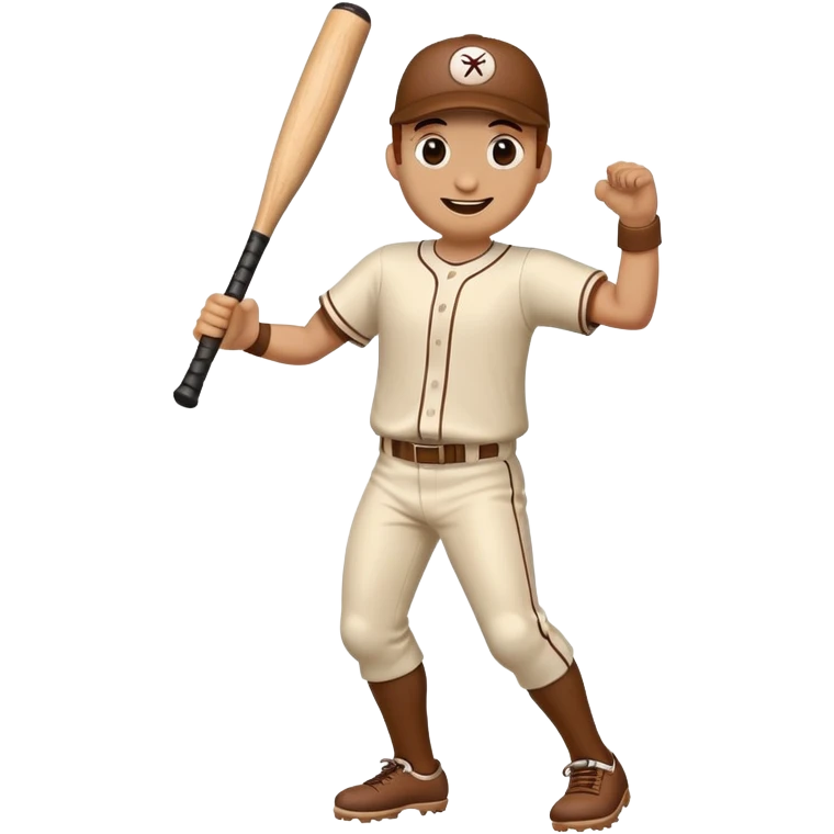 Animated baseball bat with a face, arms and legs doing a happy dance emoji