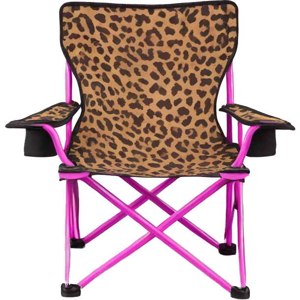 Realistic hot pink and leopard print pattern camping folding chair isolated.  emoji
