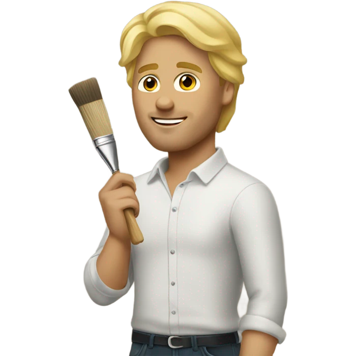 Blonde man painting emoji
