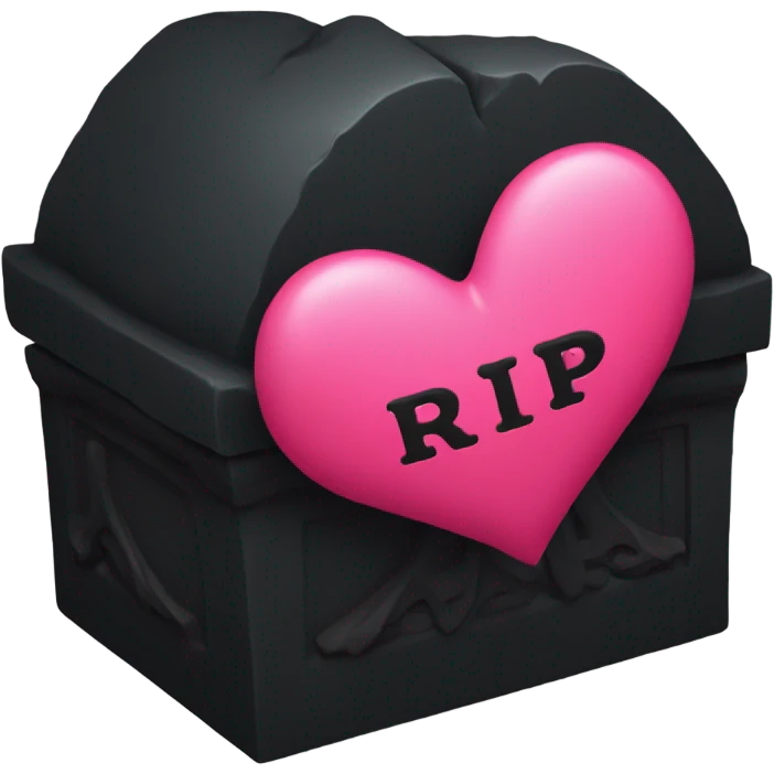  a black grave with the letters RIP on a red pink heart emoji
