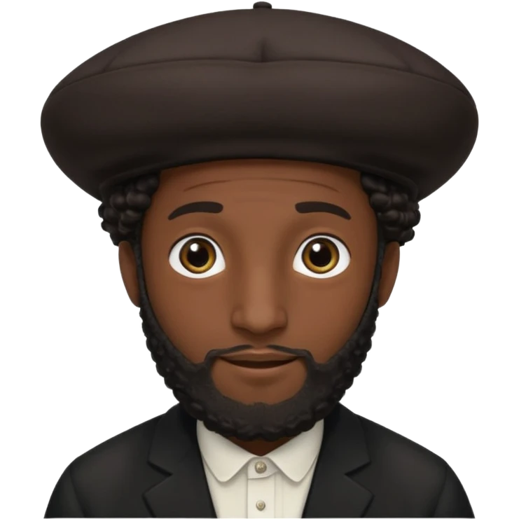 Hasidic Jewish man emoji, black kippa, pronounced curly sidelocks, subtle smile, no background emoji