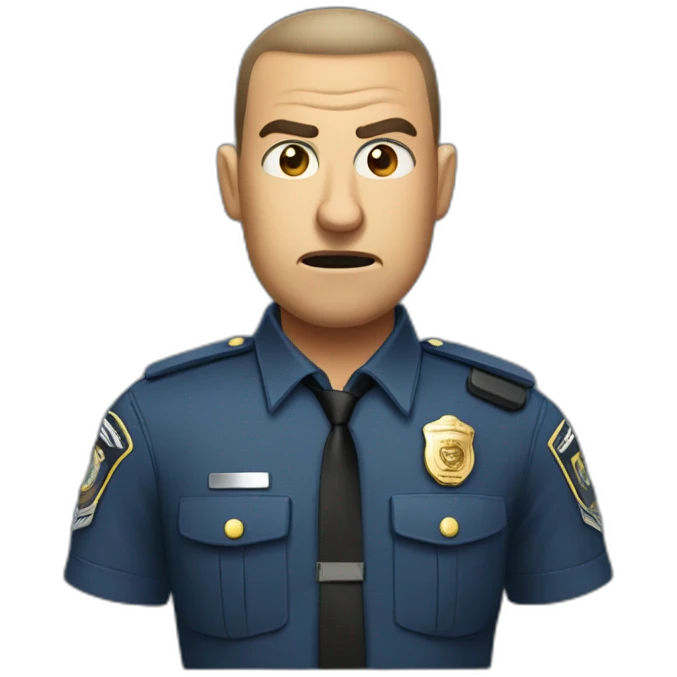 Angry policeman in uniform without a hat and a buzz cut emoji
