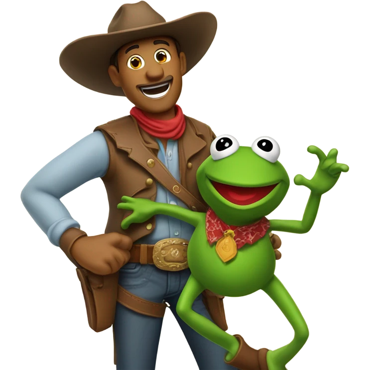 Cowboy catches Kermit the frog emoji