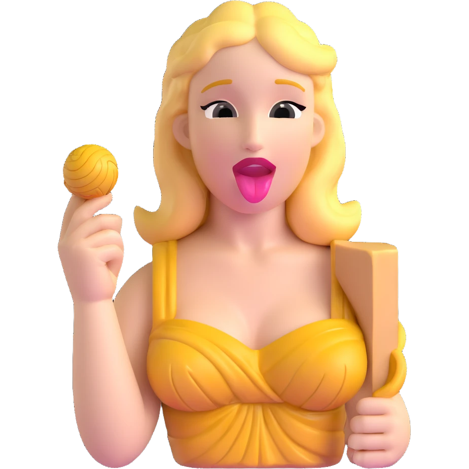 Venus de Milo statue with a playful expression showing her tongue emoji