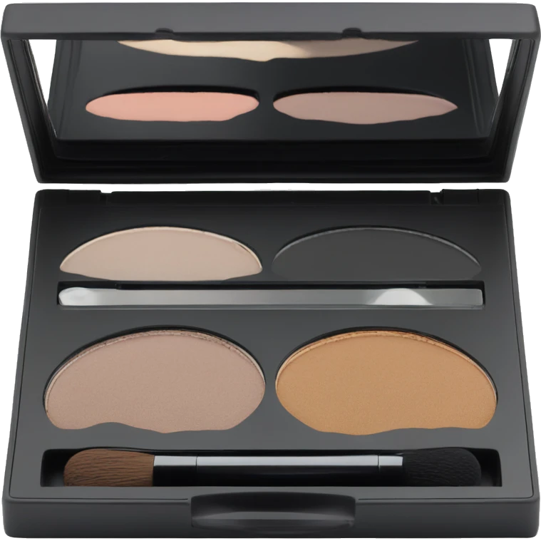 “Four neutral eyeshadow shades in a black case with a mirror and applicators.” emoji