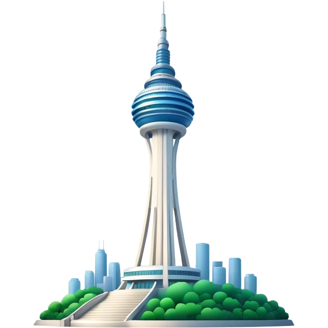 Cinematic Realistic N Seoul Tower Landmark Emoji, showcasing a futuristic tower with panoramic views rendered with sleek textures and vibrant, modern lighting. emoji