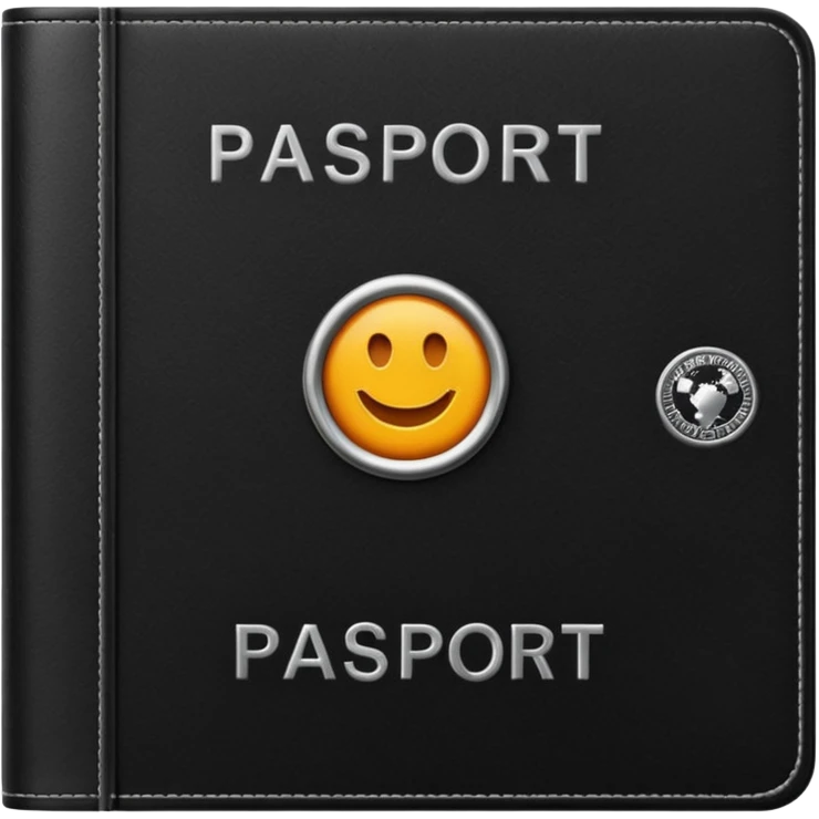 black passport with minimal silver details emoji