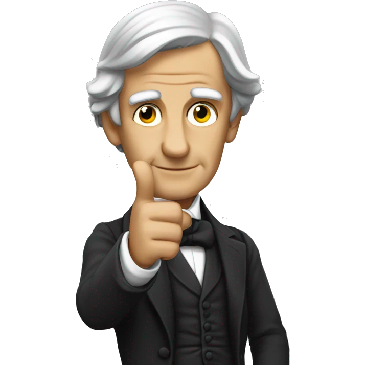 Ralph Waldo Emerson with his hand presenting something emoji