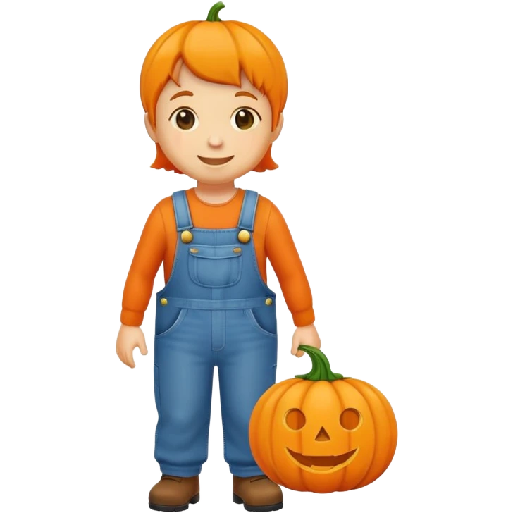 pumpkin with body wearing overalls  emoji
