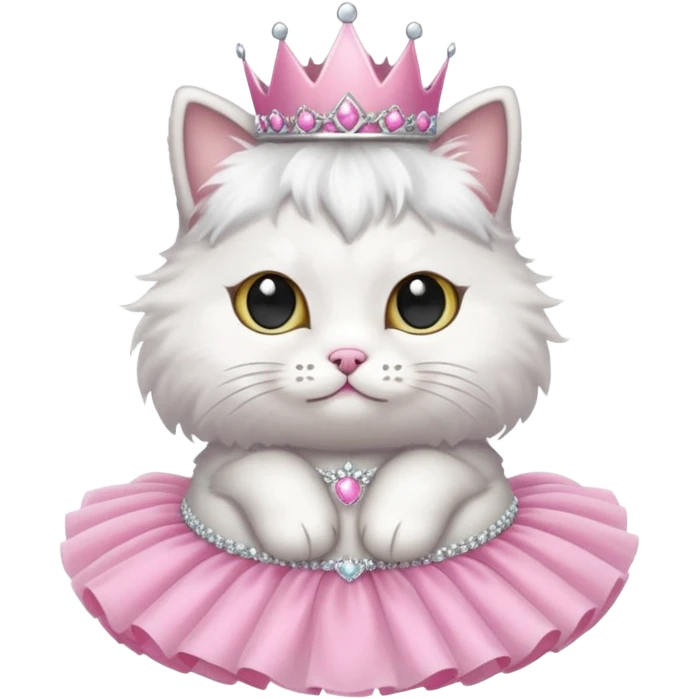 Fluffy cat wearing tutu and tiara emoji