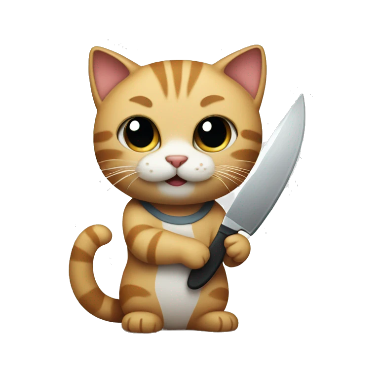 cute cat holding a knife emoji