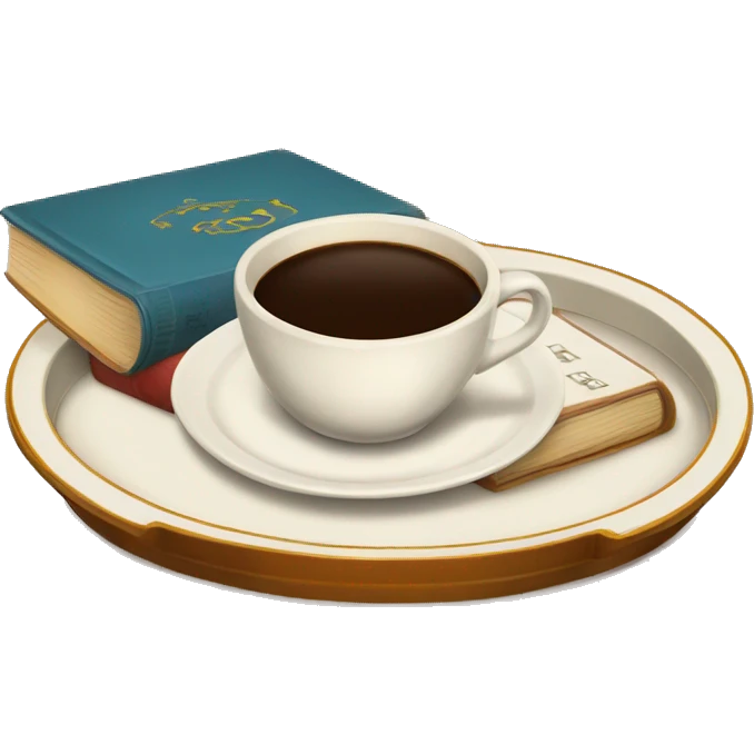 vintage tray with books and coffee  emoji