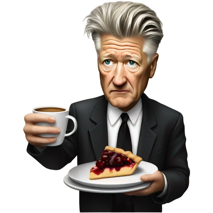 david lynch with coffee and cherry pie emoji
