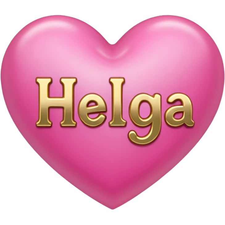 In pink heart,the gold inscription "Helga" in large letters emoji