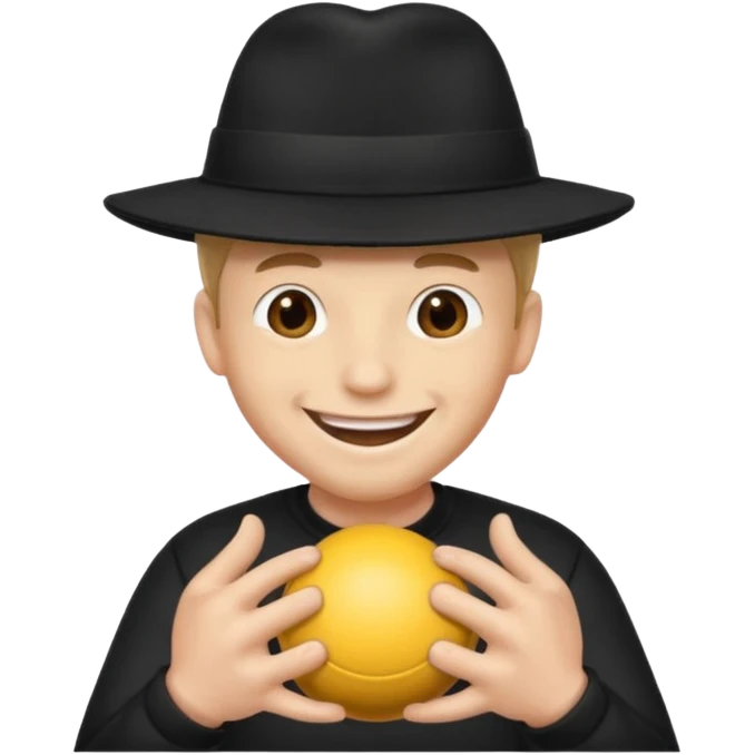 man in black hat smiling superstitiously and squeezing his balls emoji
