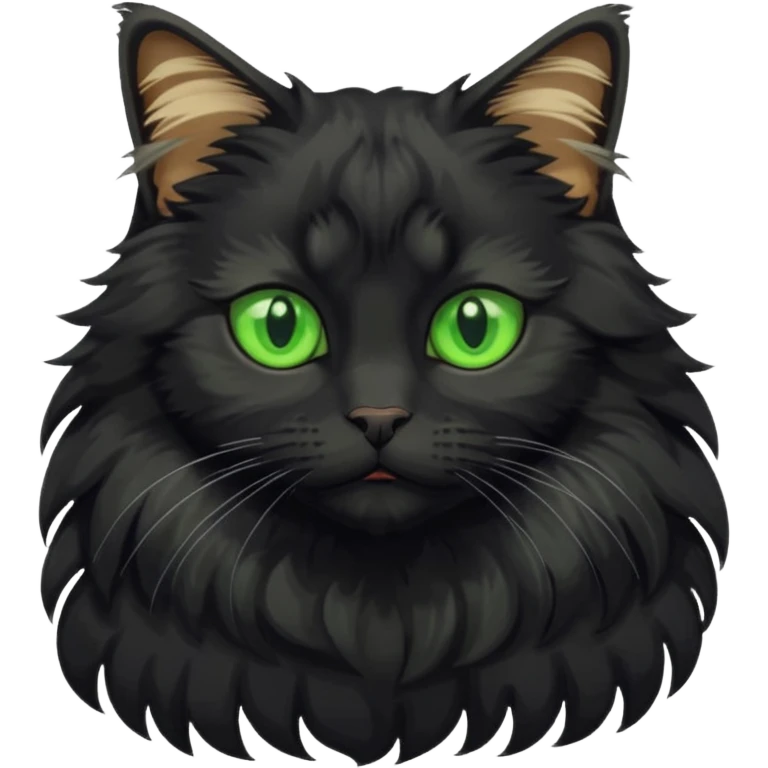 main coon black cat with green eyes full body emoji