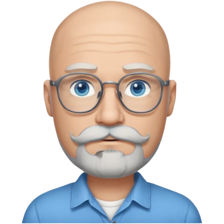 Bald man with blue eyes grey beard and moustache. Hipster.  emoji