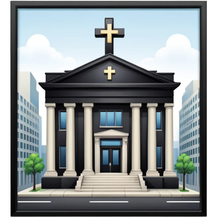 bank building with a cross over it, canceled bank emoji