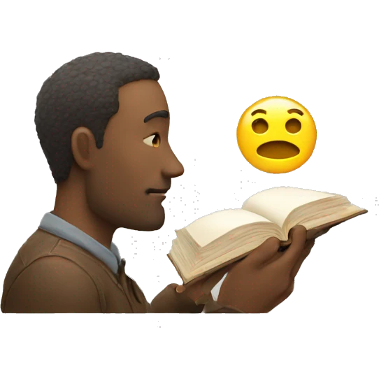 A man thinking with book in hand emoji