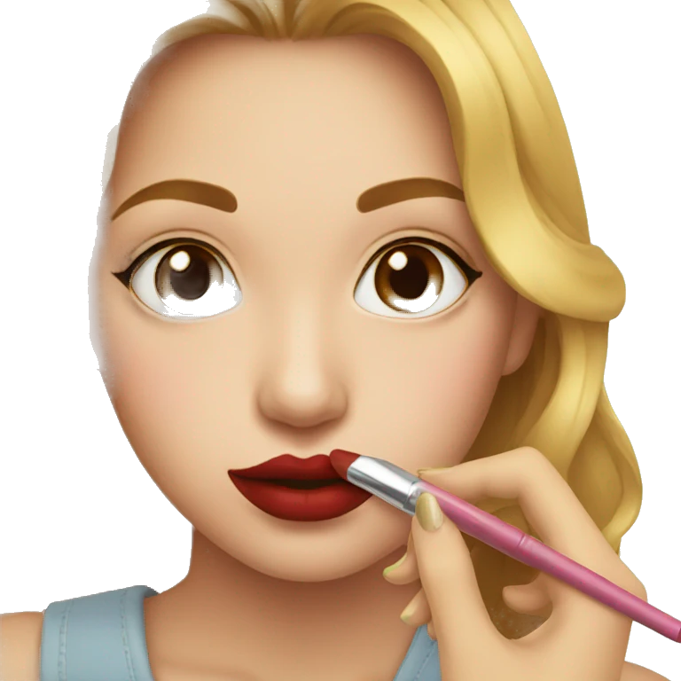 Girl paints her lips emoji
