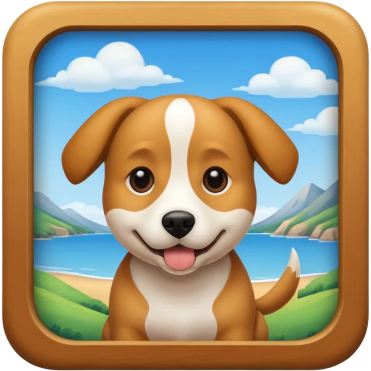 Dog near picture of dog emoji