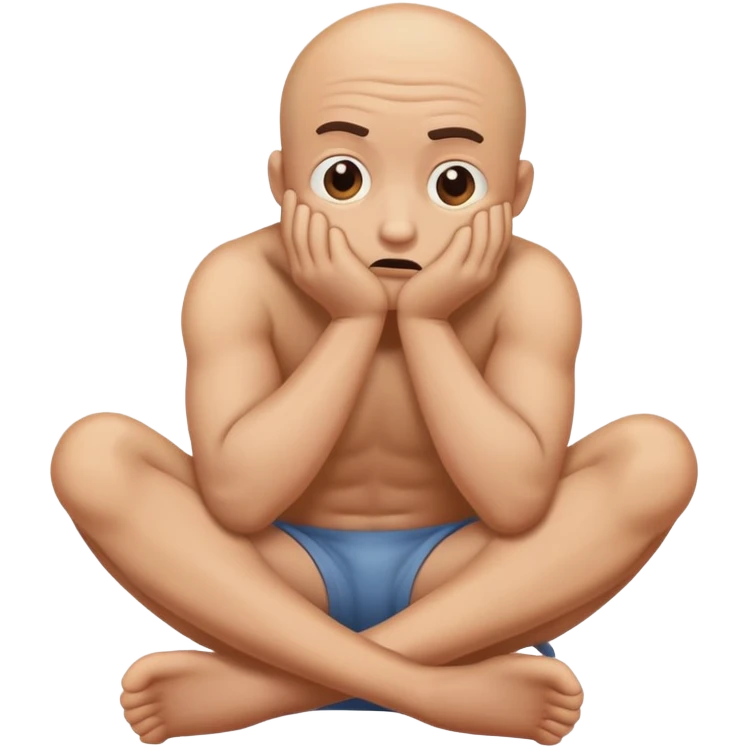 Scared human sitting curled up on himself emoji