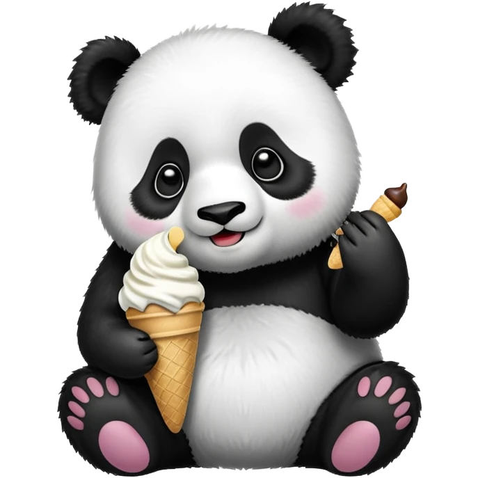 Panda eating ice cream emoji