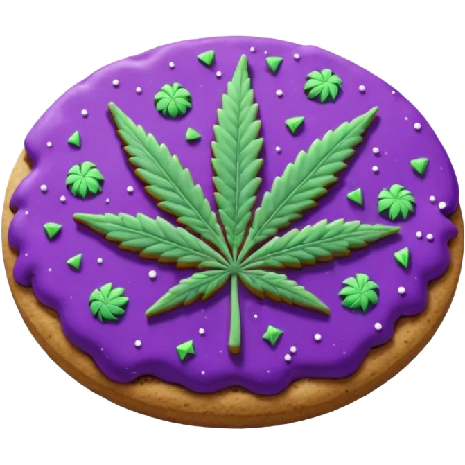 purple space cookies with cannabis leaf emoji
