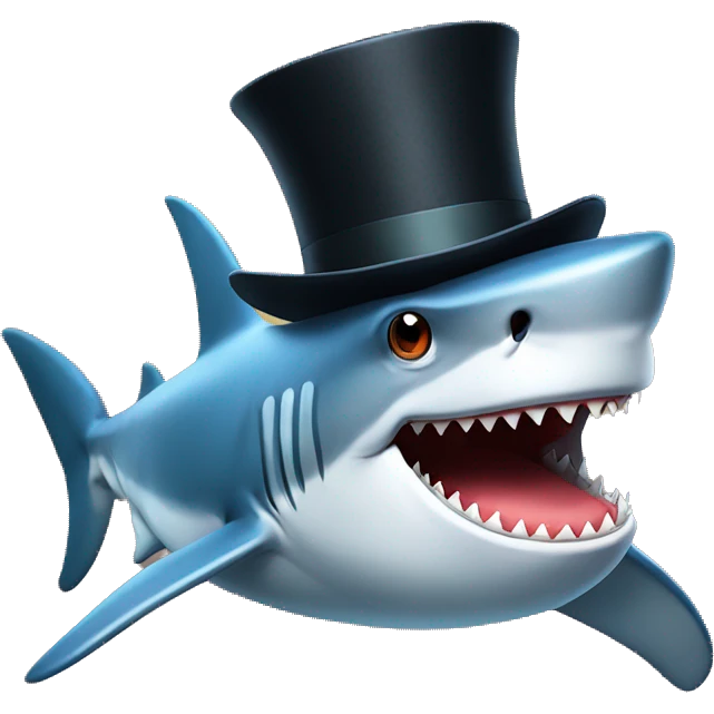 Shark with a top hat emoji