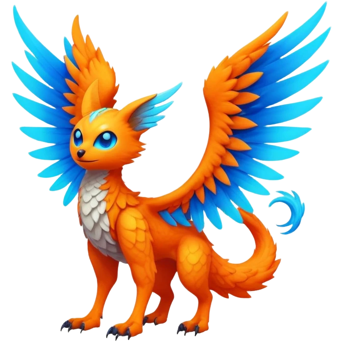 futuristic lush warm-colored neon-colored Fakémon-Trico-creature (full body) emoji