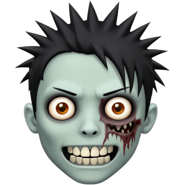 zombie emo boy with spiky hair and grillz with a black shirt emoji