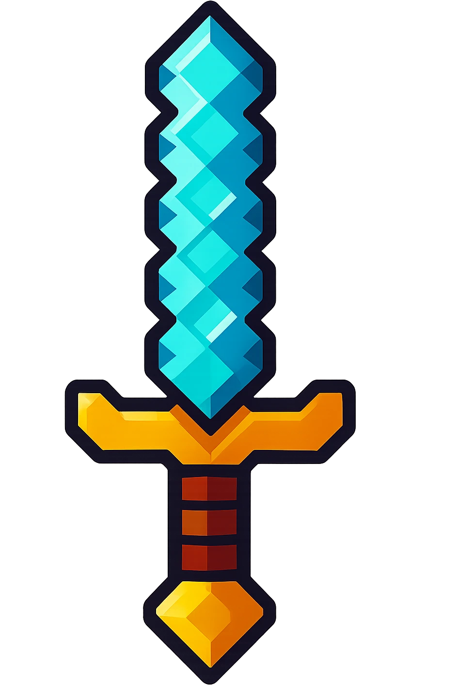 diamond sword, vibrant and shiny, fantasy weapon, detailed blade, glowing blue and silver, iconic shape emoji
