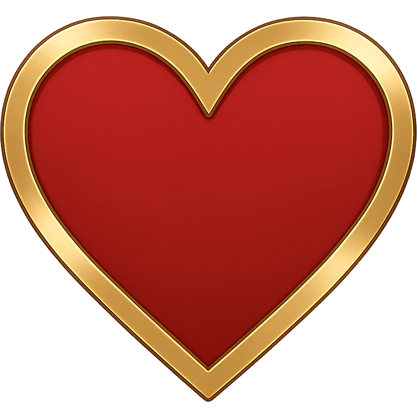 heart with a metallic gold border, clean digital illustration emoji