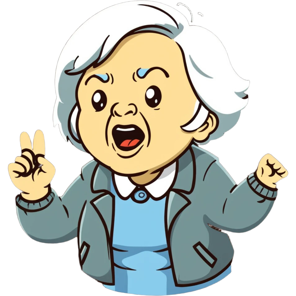 mean Karen, old yelling lady with blonde hair and a jacket emoji