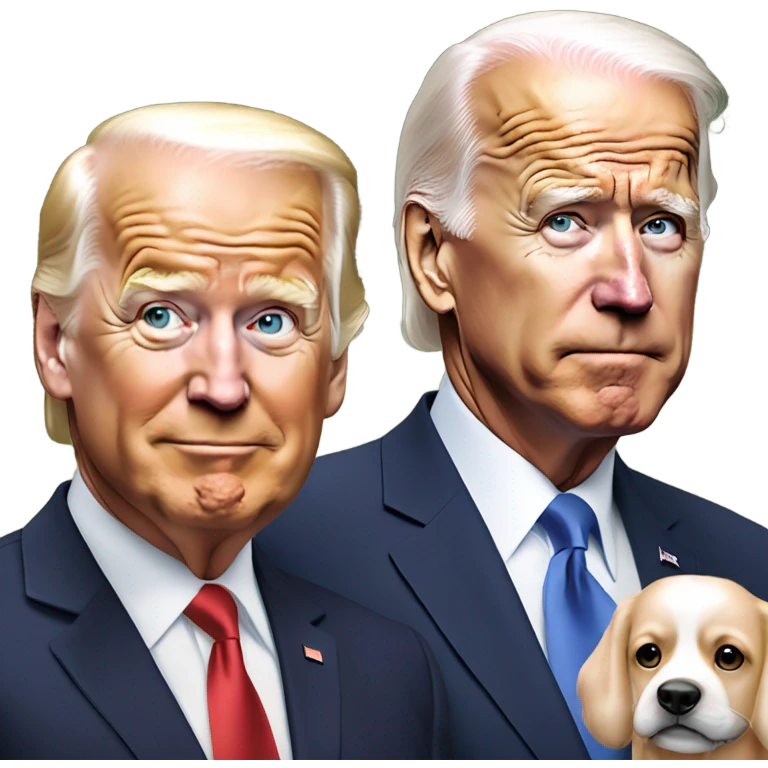 trump and biden walking dogs emoji