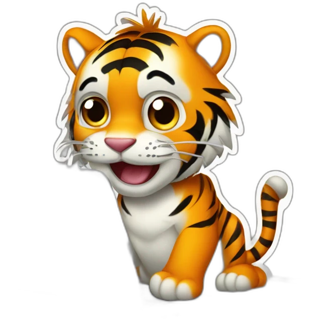 A tiger on a laptop with an "HERVÉ" sticker on it emoji