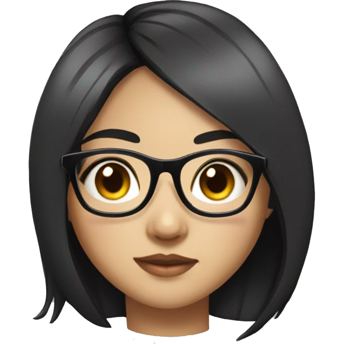 chinese girl with black hair with glasses, wears oversized tshirt emoji