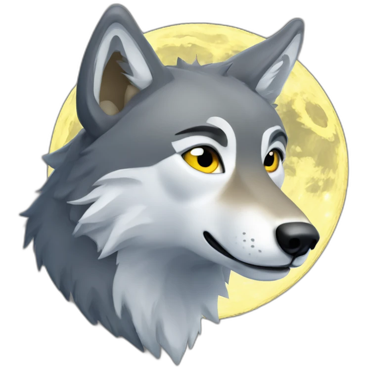 Loup qui hurle à la lune emoji