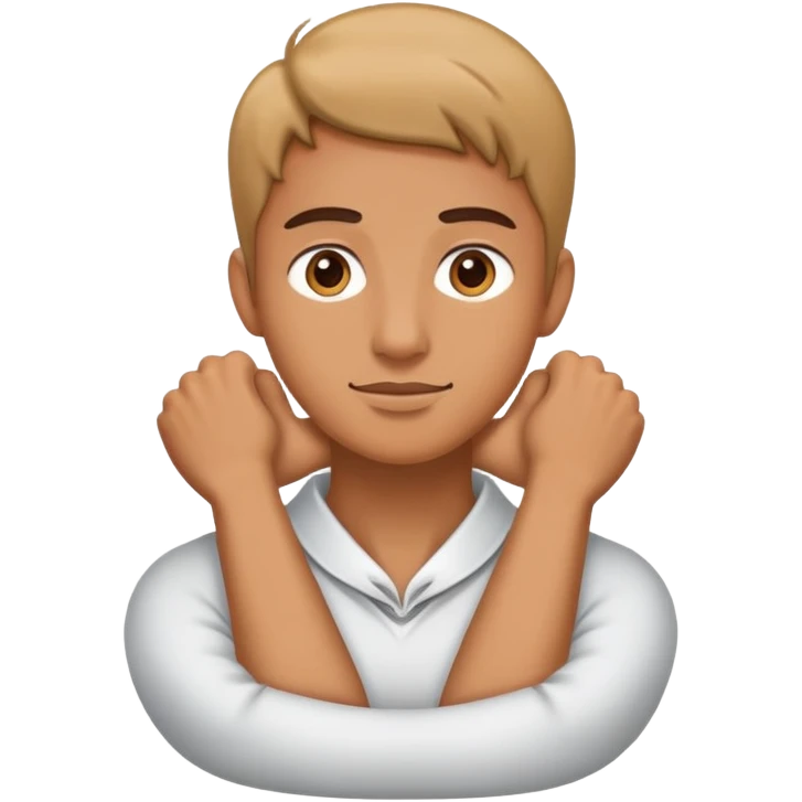 Person with two arms around their neck emoji