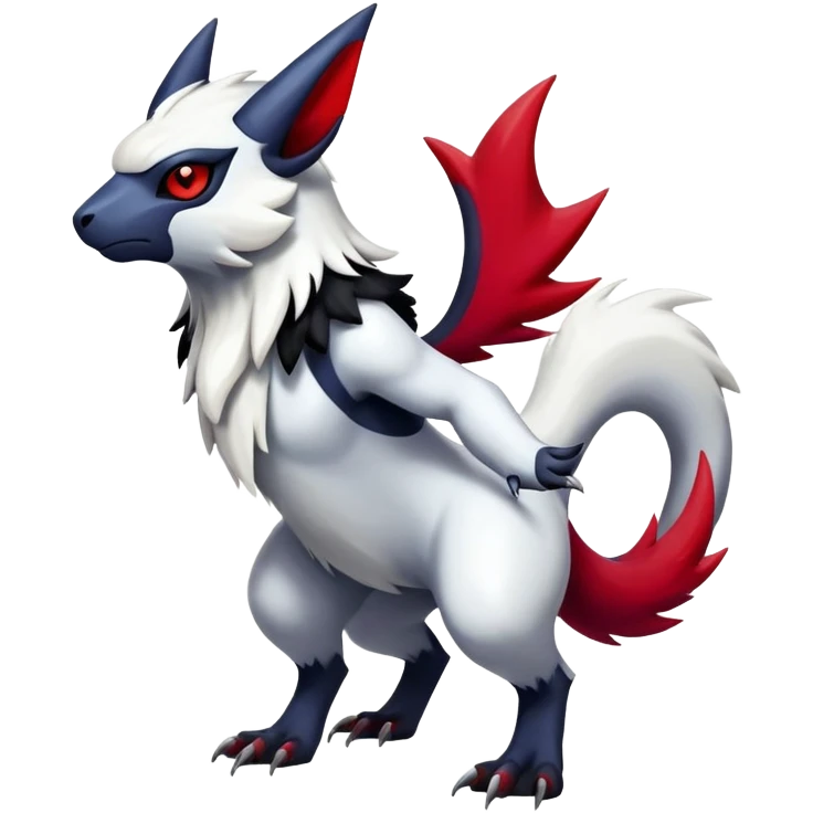 Shiny Colorful Gothic Exotic Badass Cool Absol-Zangoose-Pokémon-Fakémon-hybrid-creature (full body) emoji
