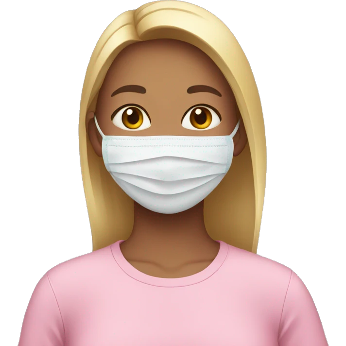 girl wearing face mask pink shirt  emoji