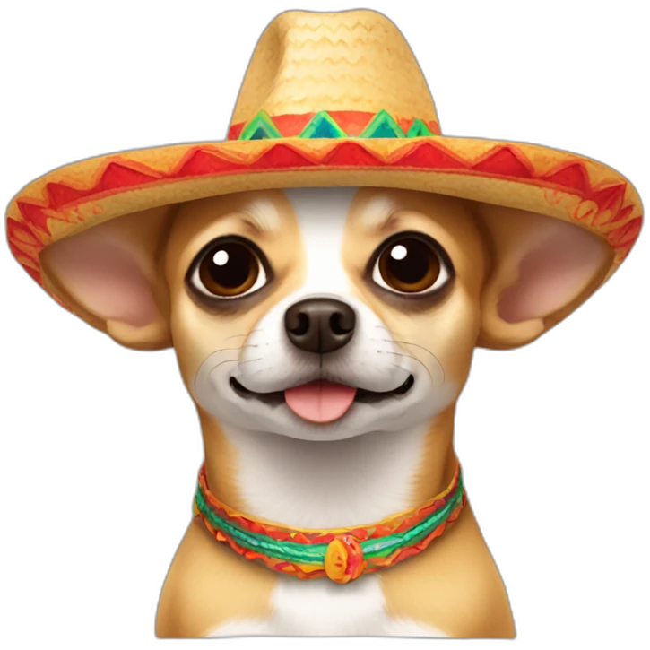 Chihuahua in Mexican hat adios emoji