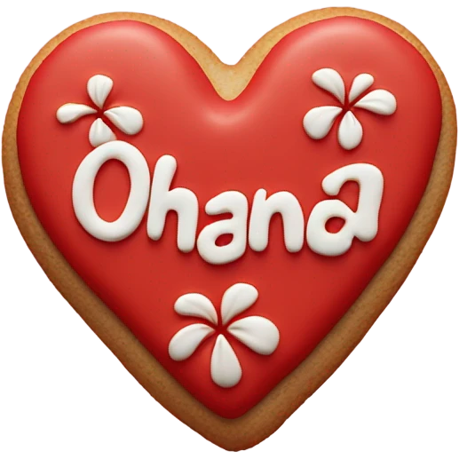 Red cookie heart with ohana emoji