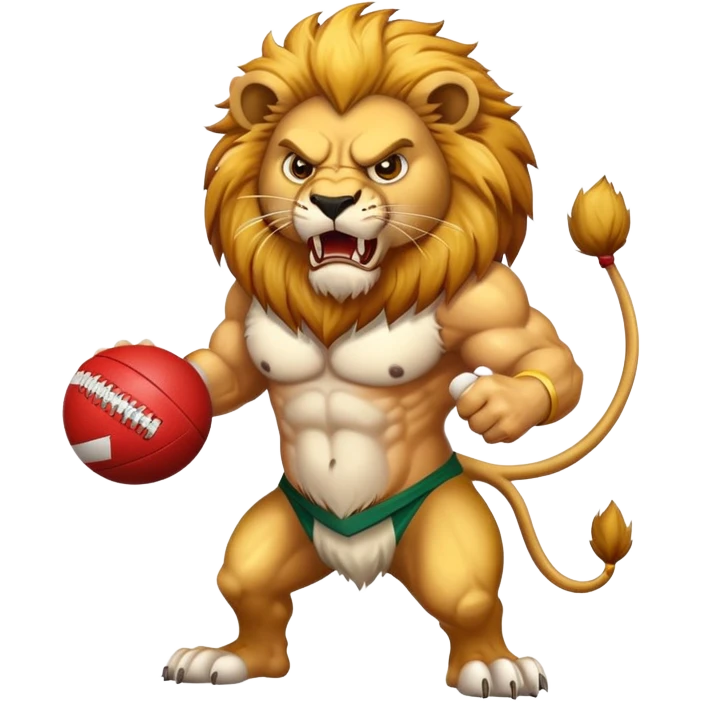 Angry Lion holding Aussie rules ball emoji
