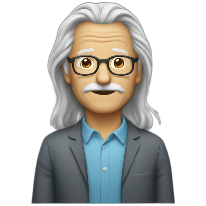 glasses old man long hair without mustache emoji
