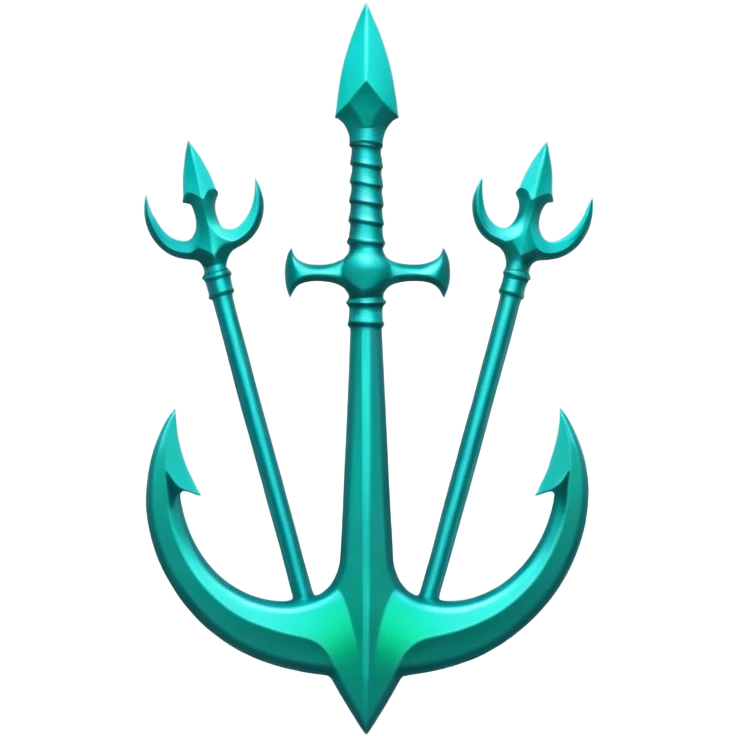 green aqua coloured trident emoji