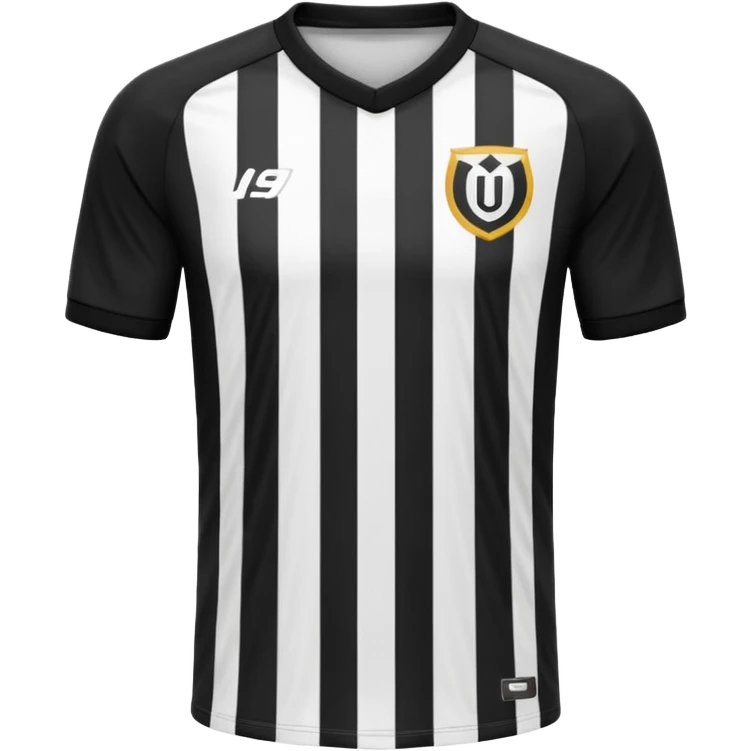 Soccer jersey emoji, cartoon emoji style, front view, black football shirt with a bold vertical white stripe in the center, clean and minimal design, no logo, no sponsor, short sleeves, black round collar, emoji
