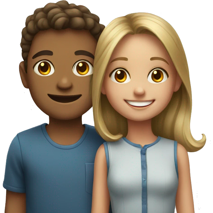 smiling girl with boy portrait emoji