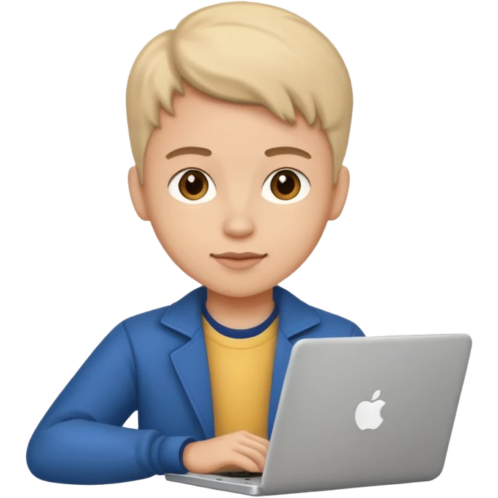 student working on a laptop emoji